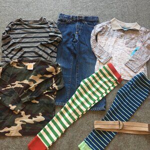 Boy Size 4 Clothing Lot 7x Pieces Bulk Winter Preppy Camouflage Casual Cotton